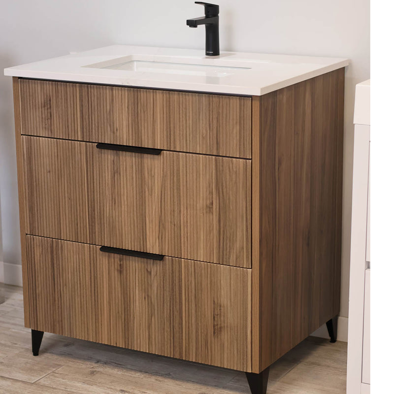 addison 30" bathroom vanity in walnut in showroom