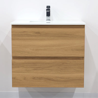 24" Wall Mounted Bathroom Vanity in Harvest Oak Finish. Front