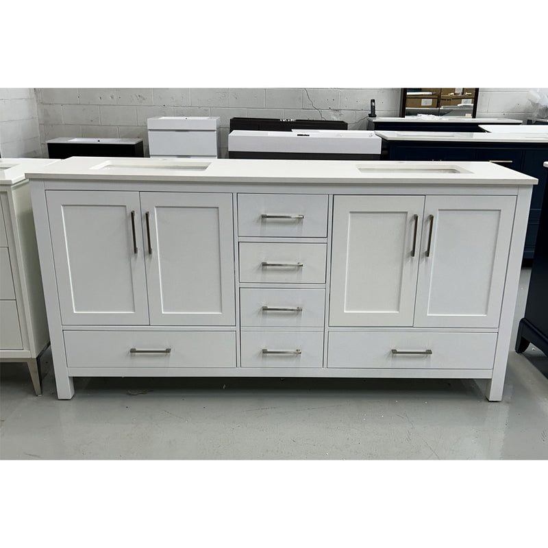 FLOOR MODEL Elle 72", Silk White Double Sink Bathroom Vanity - ML1872D-SW-FM