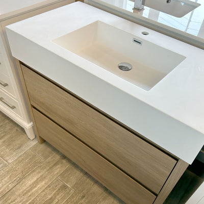 39" Zena bathroom vanity in light oak finish