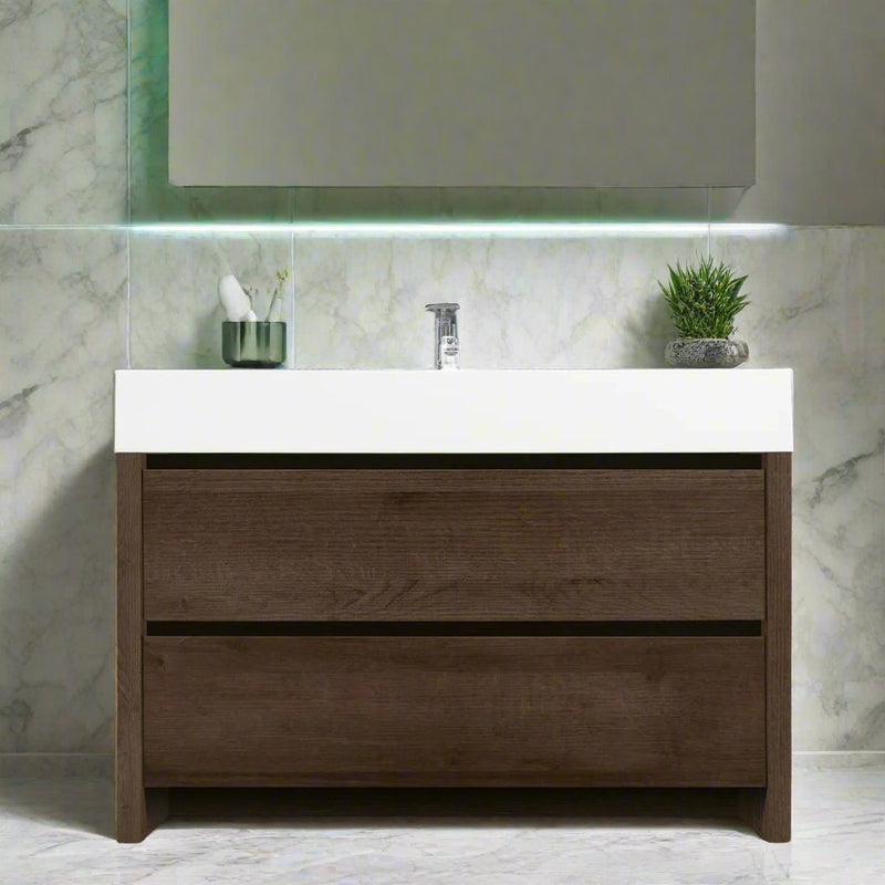 Zena 47" bathroom vanity in dark walnut