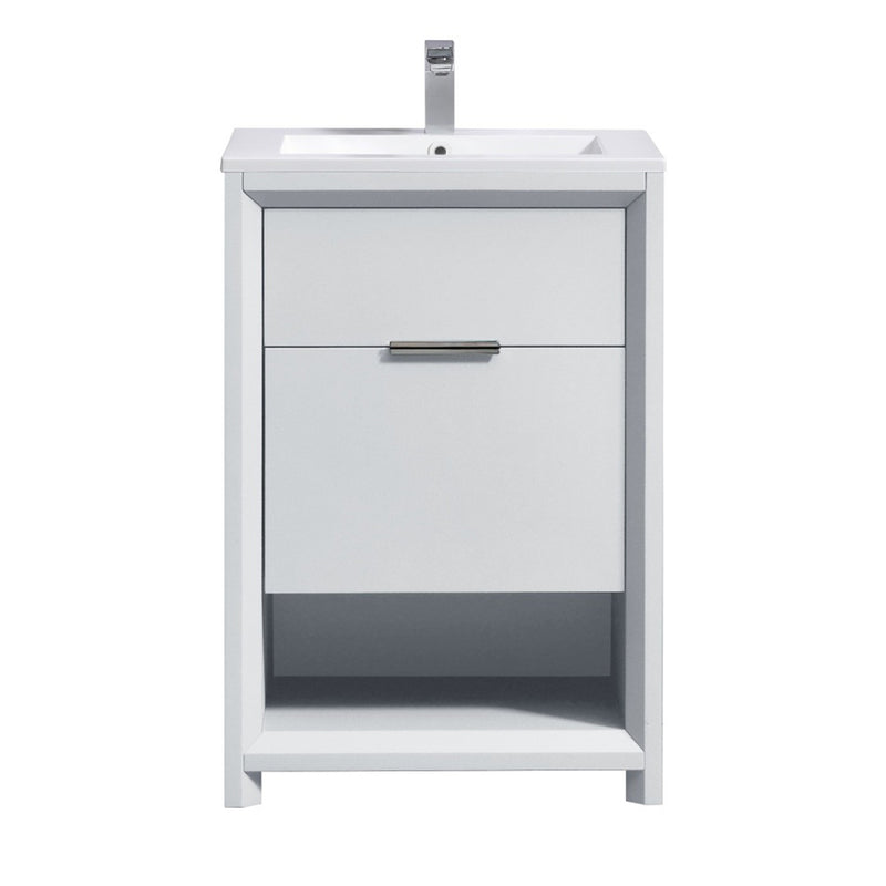 24 inch freestanding gloss white bathroom vanity