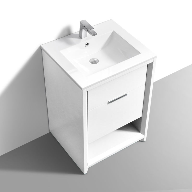 24 inch freestanding gloss white bathroom vanity