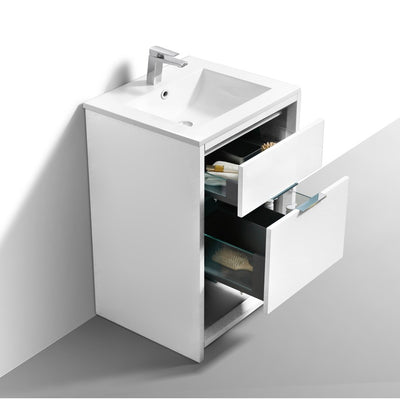 24 inch freestanding gloss white bathroom vanity