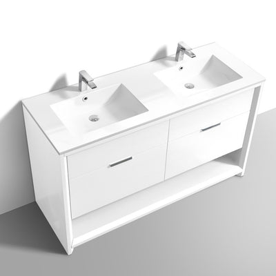 60 inch gloss white double sink bathroom vanity -ND7060D-GW