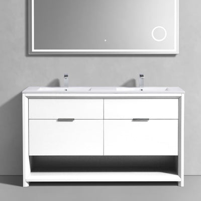 60 inch gloss white double sink bathroom vanity - ND7060D