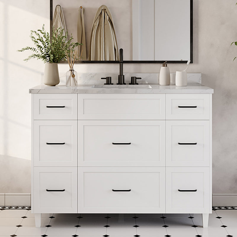 Winston 48" Bathroom vanity in white, drawers