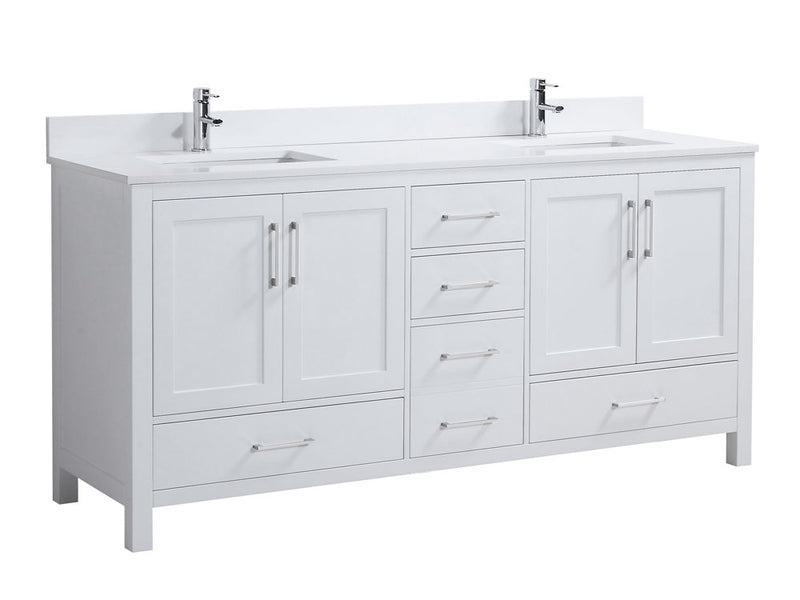 72" Elle Silk White Double Sink Bathroom Vanity